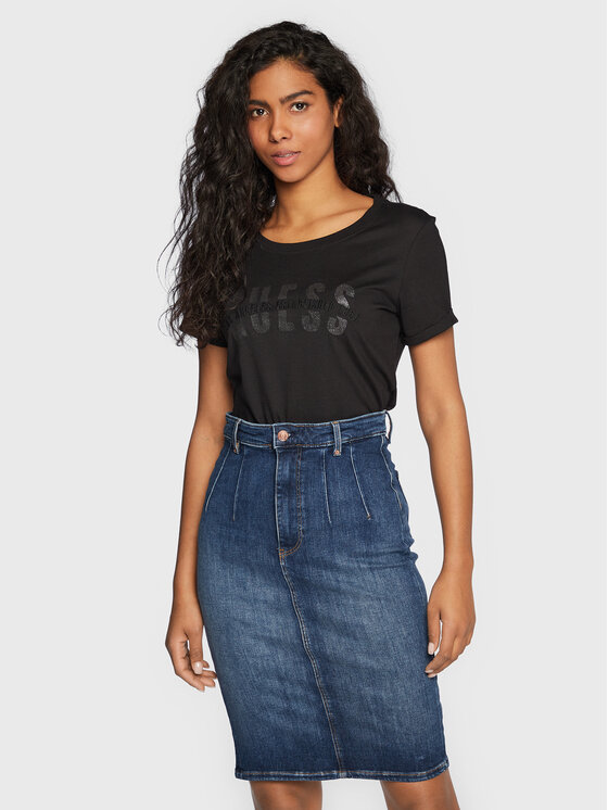 T-shirt W3RI16 K46D1 Nero Regular Fit