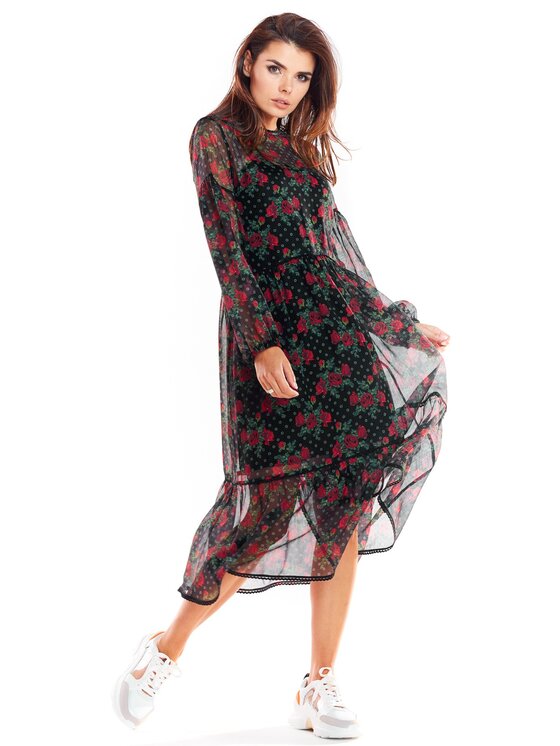 Awama Awama Sukienka A316 Kolorowy Basic Fit