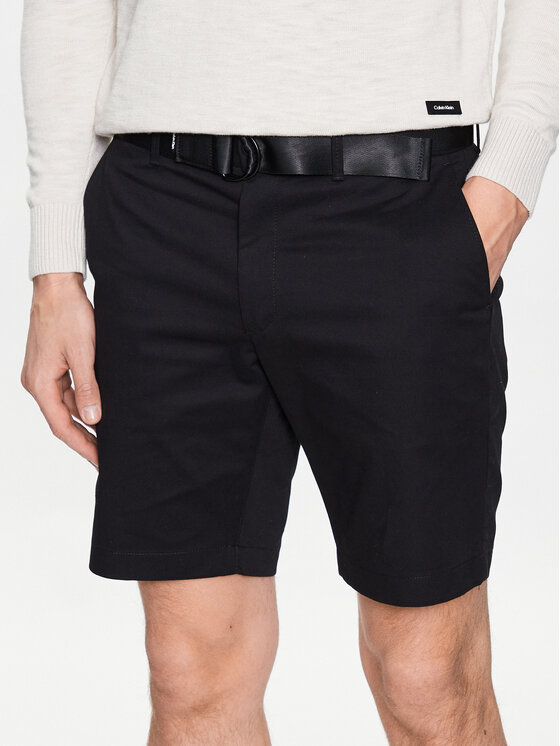 Calvin Klein Pantalon scurți din material Modern Twill K10K111788 Negru Slim Fit
