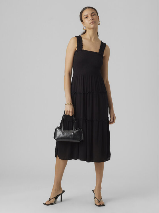 Vero Moda Vero Moda Sukienka letnia Menny 10282481 Czarny Regular Fit