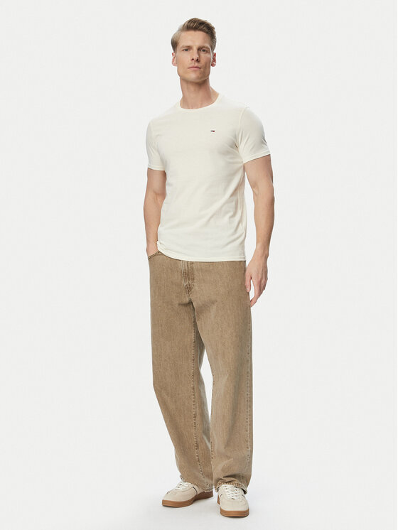 Tommy Jeans Tommy Jeans Póló DM0DM04411 Krém Slim Fit