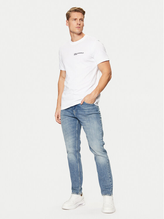 Karl Lagerfeld Jeans Karl Lagerfeld Jeans Tricou A1M17003 Alb Slim Fit