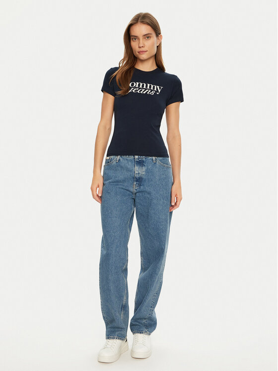 Tommy Jeans Tommy Jeans T-Shirt Essential DW0DW19447 Tmavomodrá Slim Fit