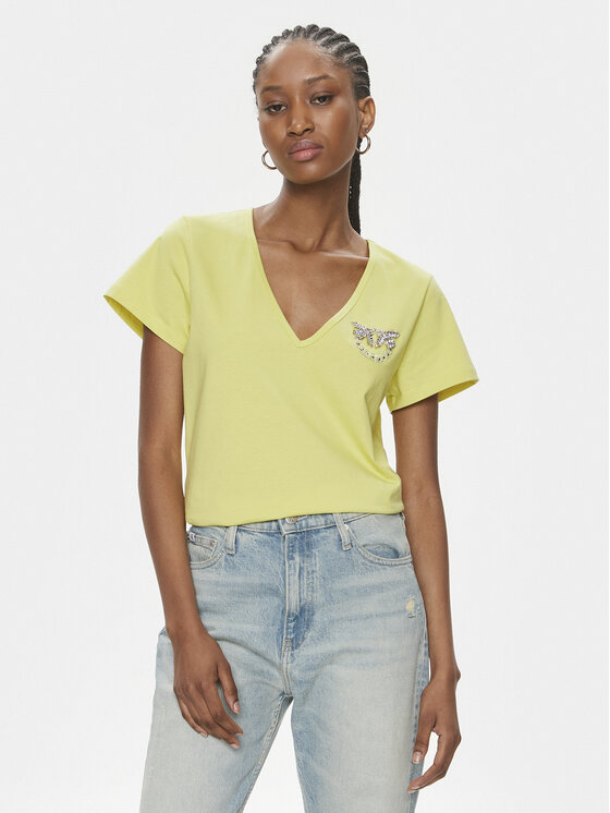 Pinko Tricou 100372 A1R7 Galben Regular Fit