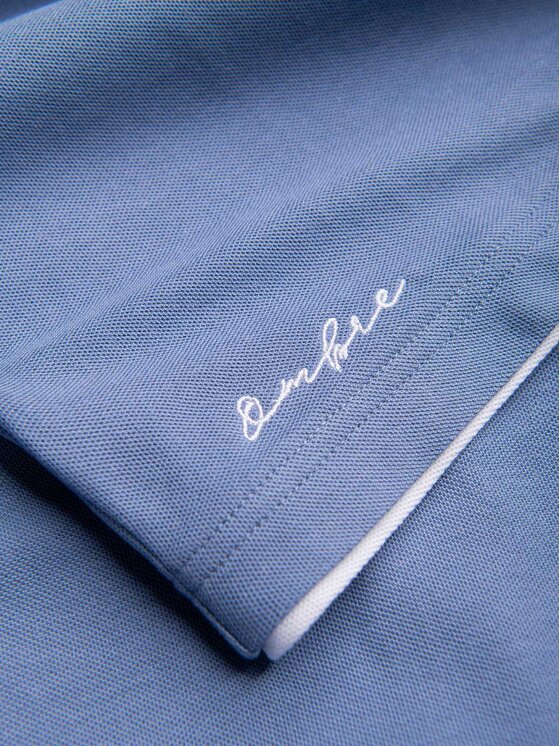 Ombre Ombre Polo OM-POSS-0170 Niebieski Slim Fit