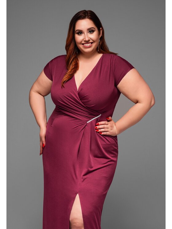 Ombre Ombre Sukienka wieczorowa LA-OM-DLR013 Bordowy Regular Fit