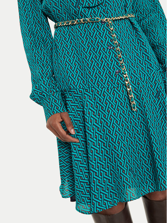 Fracomina Fracomina Rochie tip cămașă FR24WD1003W731O9 Verde Regular Fit