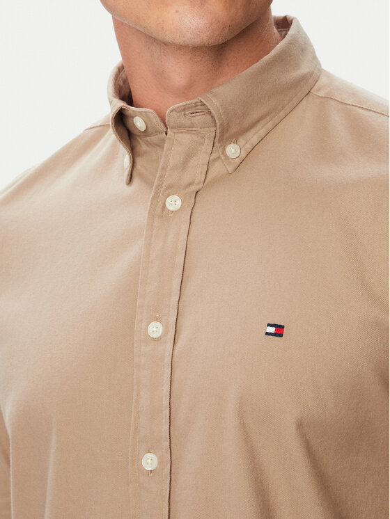 Tommy Hilfiger Tommy Hilfiger Риза Flannel Solid MW0MW40469 Бежов Regular Fit