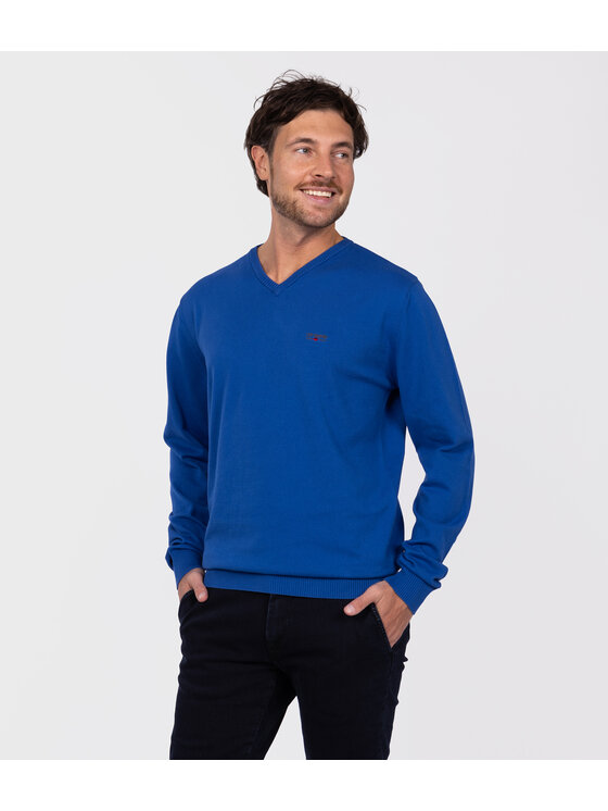 Lee Cooper Lee Cooper Sweter ADAM ORGANIC Niebieski Regular Fit