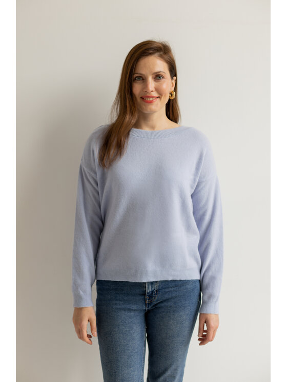 Entelier Entelier Sweter dekolt łódka Niebieski Relaxed Fit