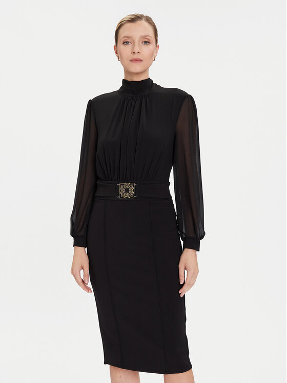 Rinascimento Rinascimento Cocktail obleka CFC0126210003 Črna Slim Fit
