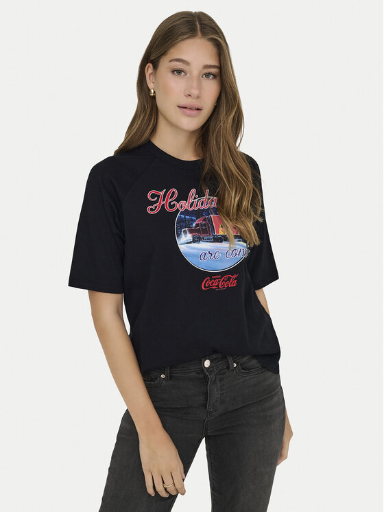 ONLY ONLY Тишърт Coca Cola 15355794 Черен Regular Fit