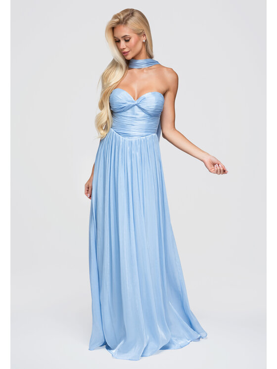 Ombre Ombre Sukienka wieczorowa LA-OM-DLR408 Niebieski Slim Fit