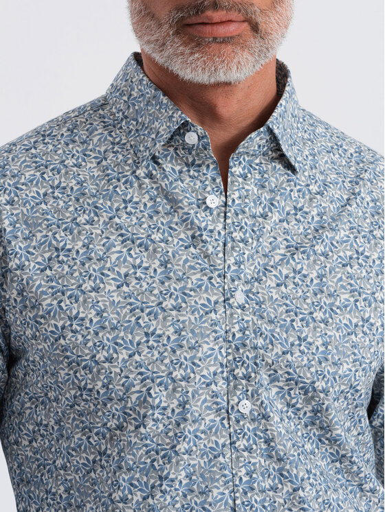 Ombre Ombre Košile OM-SHPS-0163 Šedá Slim Fit