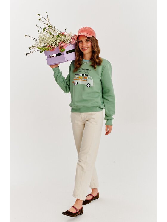 NAOKO NAOKO Mikina Floral State of Mind Zelená Regular Fit
