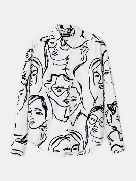 Desigual Desigual Košulja Faces 24WWCW34 Bijela Regular Fit