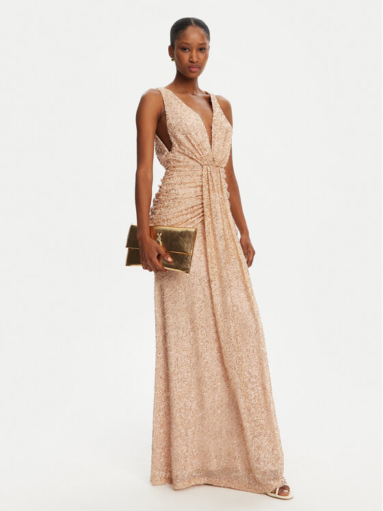Babylon Babylon Vakarinė suknelė S00887 Auksinė Slim Fit