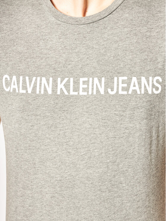 Calvin Klein Jeans T Shirt Core Institutional Logo J30J307855 Szary Regular Fit