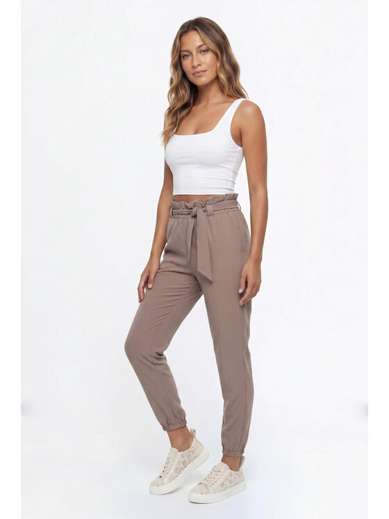 FIGL FIGL Bavlnené nohavice M1347 Hnedá Regular Fit