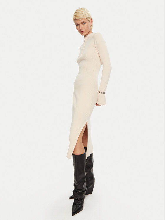 Patrizia Pepe Patrizia Pepe Трикотажна сукня 2A2848 K214 Écru Regular Fit