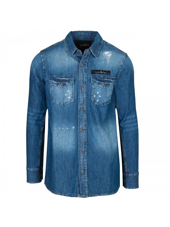 John Richmond John Richmond džínová košile HMP21123CA Modrá Regular Fit