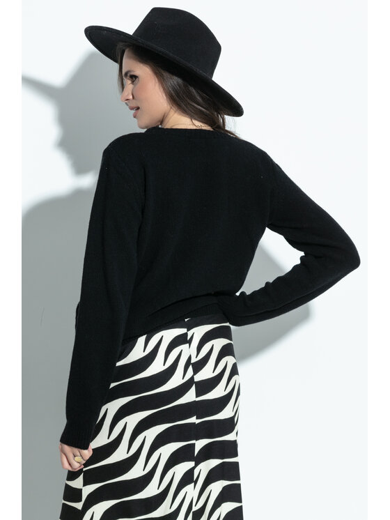Fobya Fobya Sweter F1275 Czarny Basic Fit