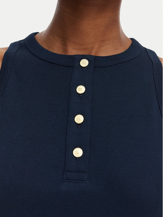 Tommy Hilfiger Tommy Hilfiger Poletna obleka Gold Btn WW0WW49628 Mornarsko modra A-Line Fit