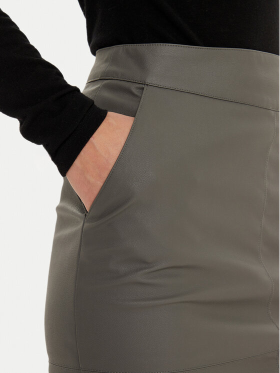 ONLY ONLY Fustă din imitație de piele Base 15164809 Gri Slim Fit