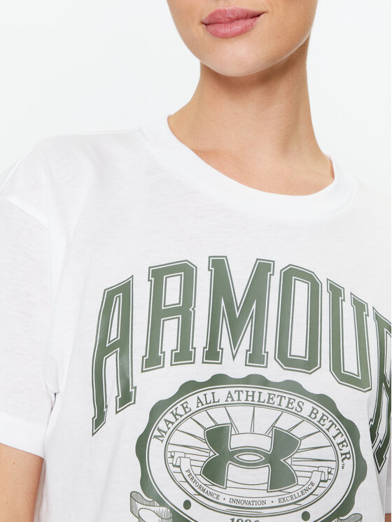 Under Armour Under Armour T-Shirt Ua Collegiate Crest Crop Ss 1379402 Biały Loose Fit