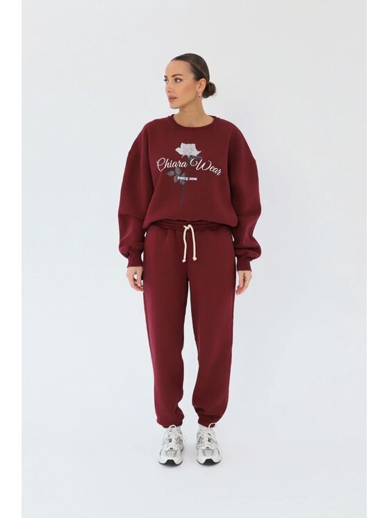 Chiara Wear Chiara Wear Spodnie dresowe Spodnie dresowe typu joggery Bordowy Jogger Fit