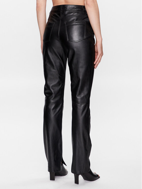 Calvin Klein Calvin Klein Spodnie skórzane K20K205487 Czarny Regular Fit