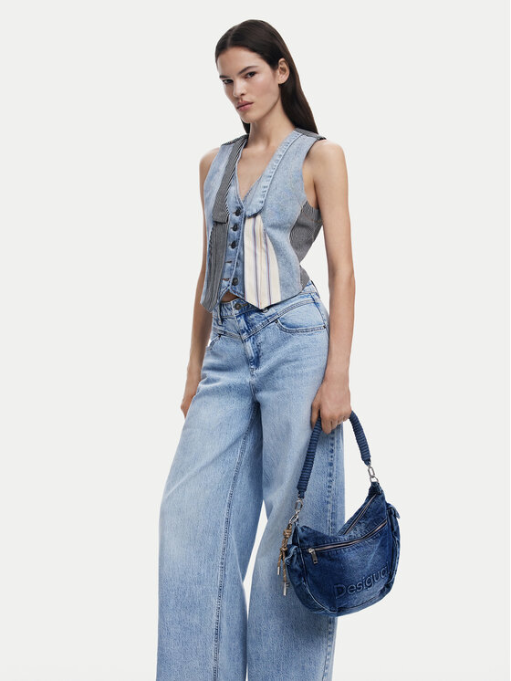 Desigual top blauw rib gebreid