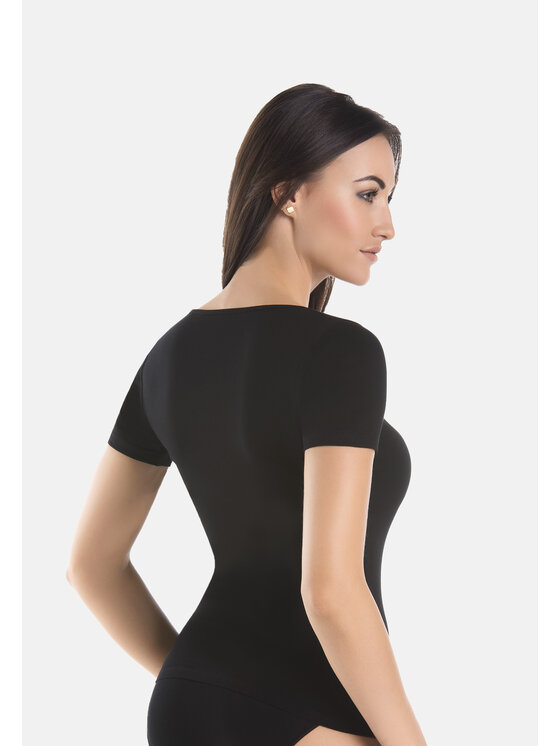 Teyli Teyli T-Shirt damski bawełniany Solky Czarny Standard Fit