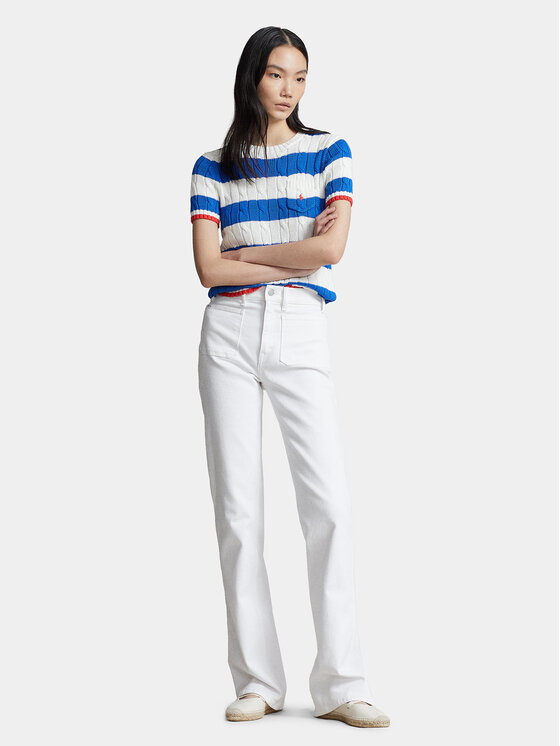 Polo Ralph Lauren Polo Ralph Lauren Maglione Strpe Pkt T 211924445001 Bianco Slim Fit
