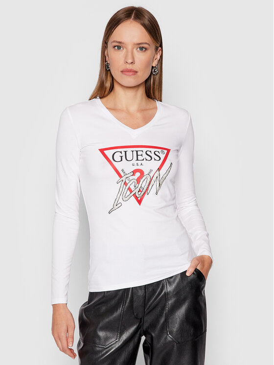 Guess Bluza Icon W1BI21 J1311 Bela Regular Fit