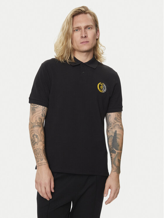 Just Cavalli Just Cavalli Тениска с яка и копчета 76OAGG19 Черен Regular Fit