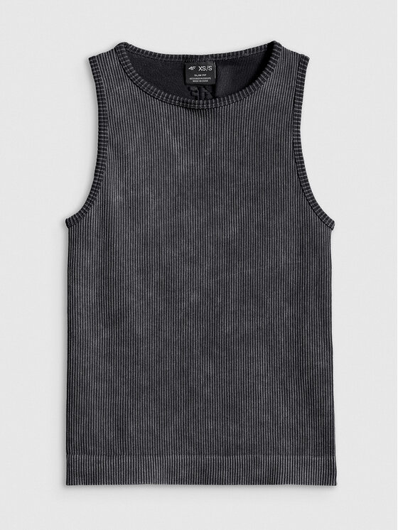 4F 4F Tank top AFTERLIGHT Czarny Slim Fit