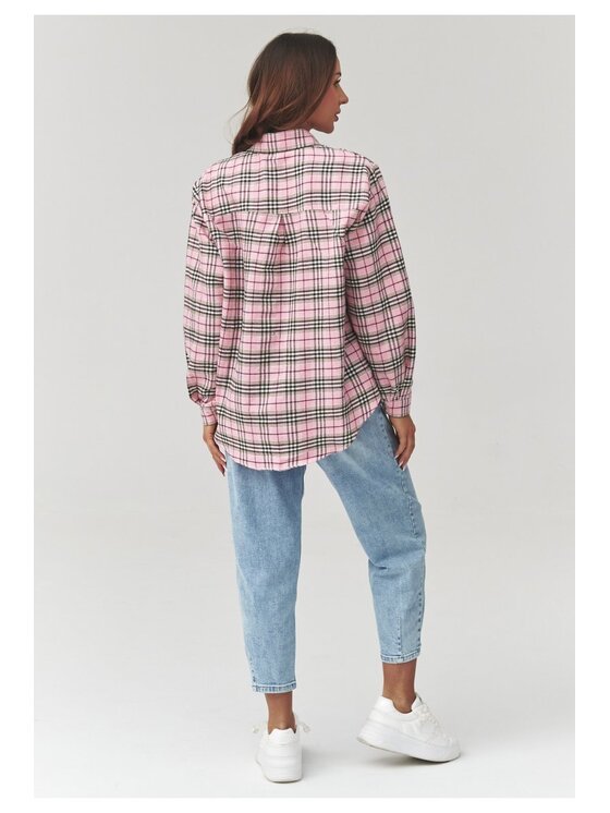 Makadamia Makadamia Koszula C35 Różowy Loose Fit