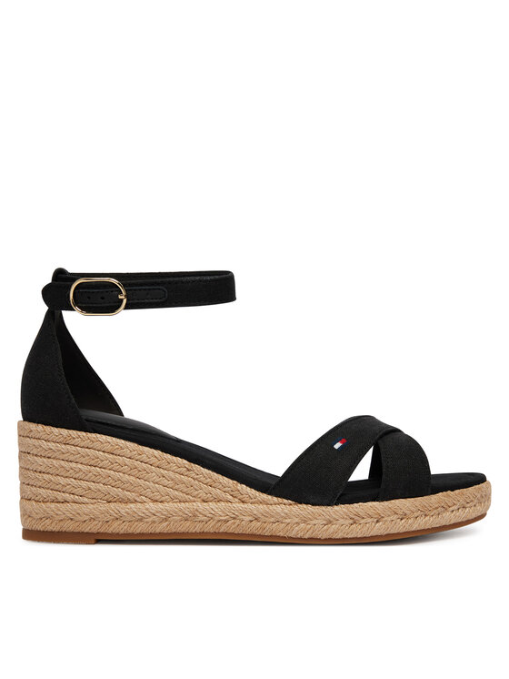 Tommy Hilfiger Espadrile Mid Wedge Espad X Cross FW0FW09332 Negru