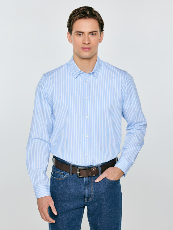BIG STAR BIG STAR Koszula GIBINOR Niebieski Basic Fit