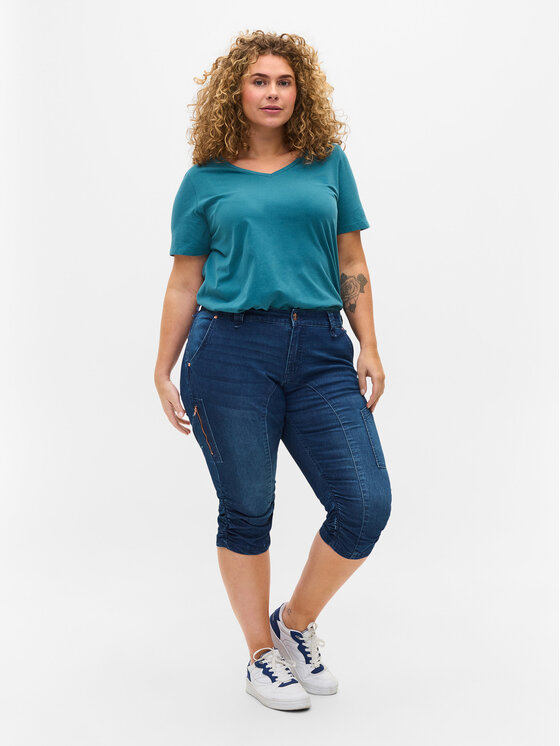 Zizzi Zizzi Capri püksid J10111A Tumesinine Slim Fit