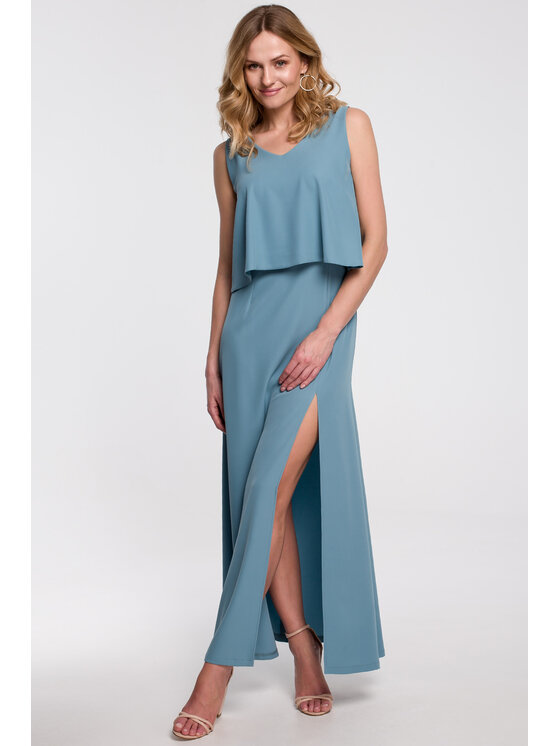 Makover Makover Večerní šaty K048 Modrá Regular Fit