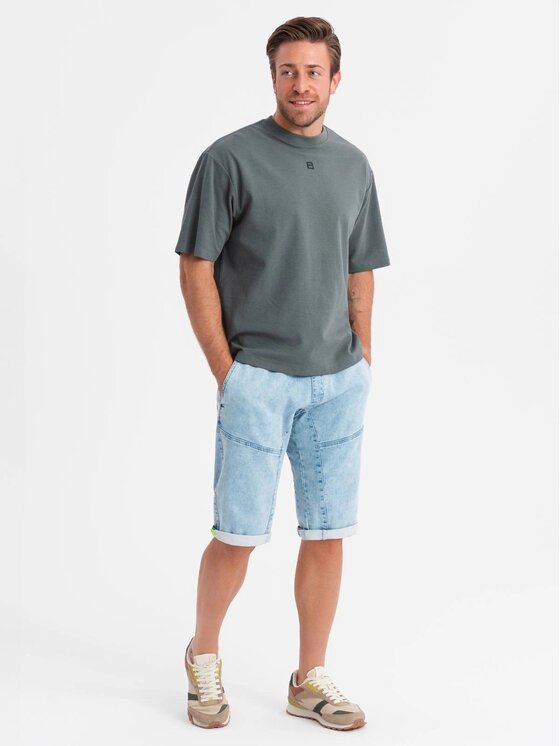 Ombre Ombre Szorty jeansowe OM-SRDS-0135 Niebieski Regular Fit