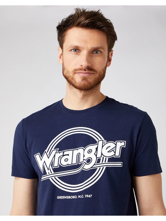 Wrangler Wrangler T-shirt SS ROUND LOGO TEE Blu Regular Fit