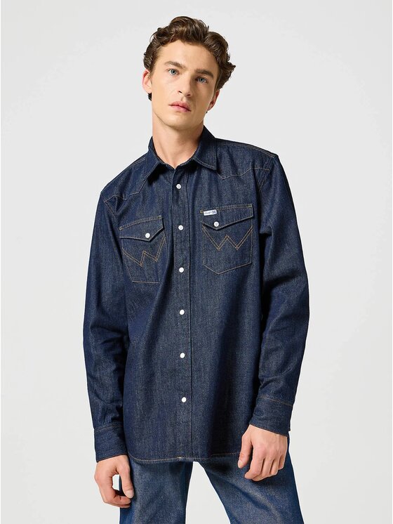 Wrangler Wrangler Koszula 2 PKT SHIRT Niebieski Relaxed Fit