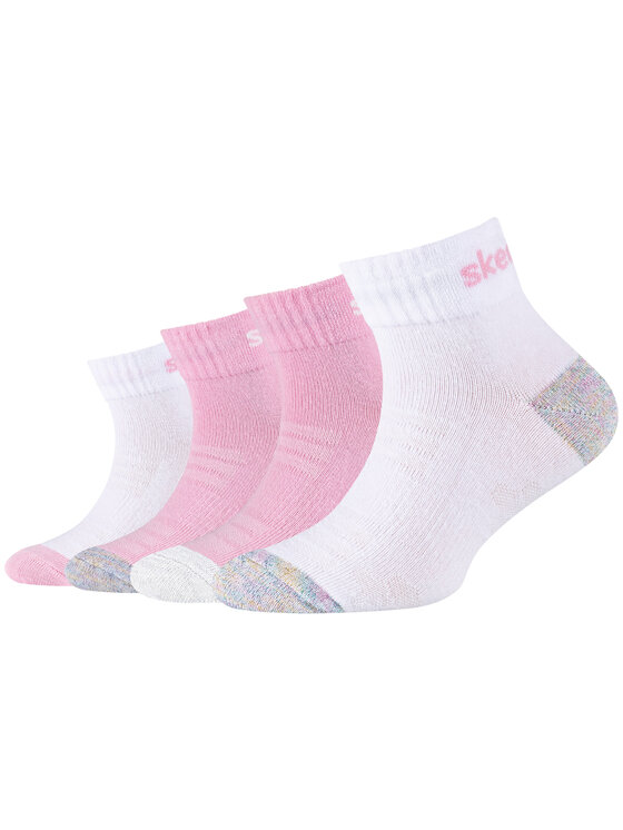 Skechers Skechers Calzini corti da uomo Skechers 4PPK Girls Mesh Ventilation Quarter Socks Rosa