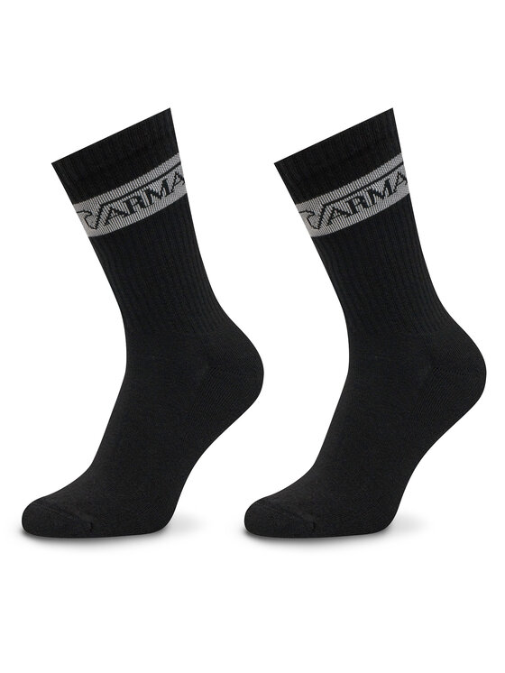 Set de 2 perechi de șosete lungi pentru bărbați Emporio Armani Underwear 303122 4F328 00020 Negru