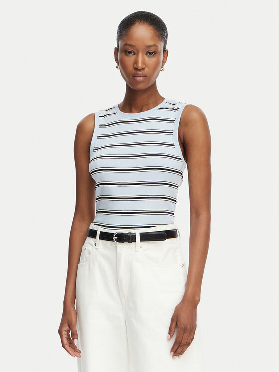Tommy Hilfiger Tricou Multistripe WW0WW50025 Albastru Slim Fit