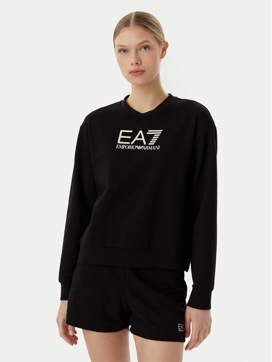EA7 Emporio Armani Set bluză și pantaloni scurți sport 7W000974 AF13135 UC001 Negru Regular Fit
