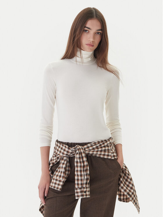 Weekend Max Mara Weekend Max Mara Bluză cu gât Multif 2525946022 Écru Slim Fit